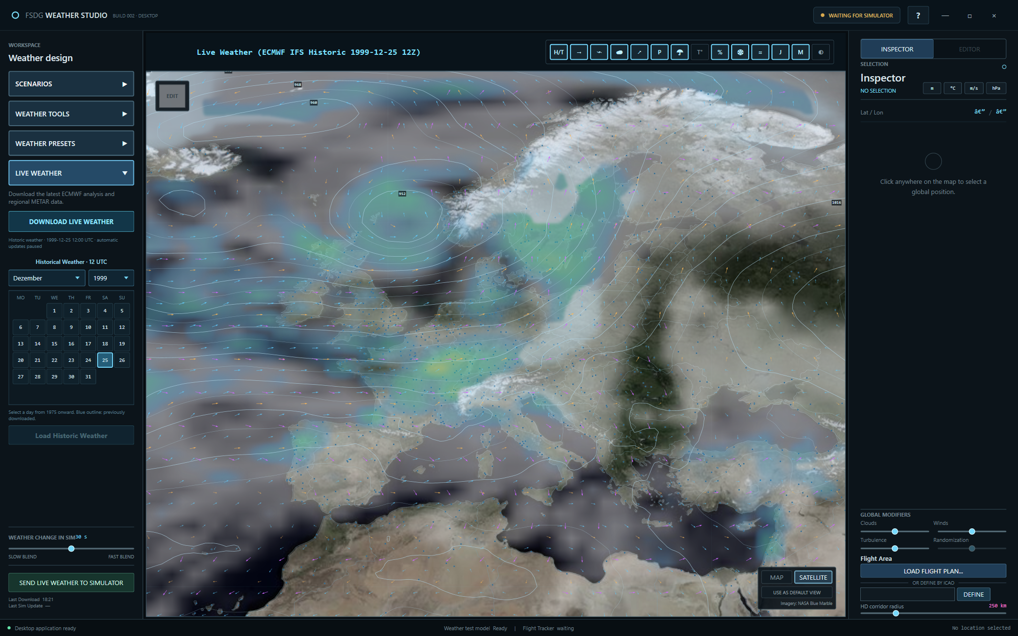 Historic weather in FSDG Weather Studio